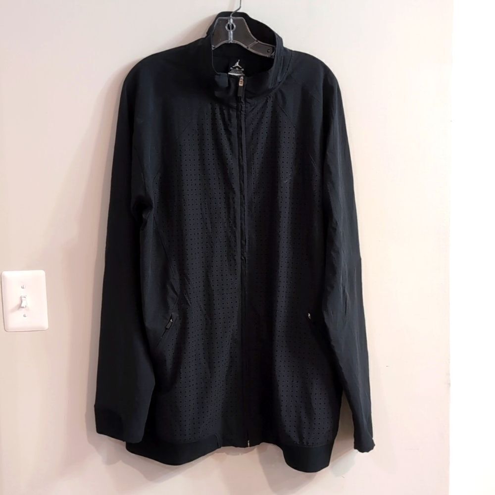 Jordan Nike Dri-fit Men's Black Full Zip Perforated Track Jacket Sz XL
